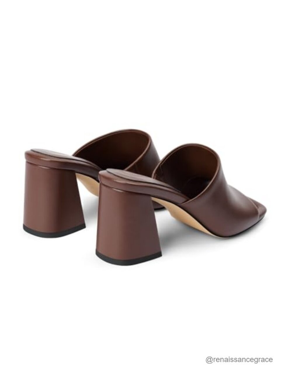 Vaslemuse Mule Heels for Women Chunky Block Heeled Sandals Slides Faux Leather - Picture 4 of 6